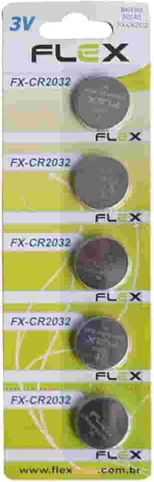 Pilha Bateria, Flex, Botão, CR2032, 3V, Cartela Com 5