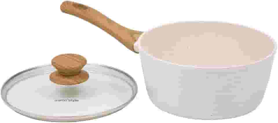 Mimo Style Panela Cook 20cm/2,25L - Estrutura em Alumínio, Revestimento Cerâmico. Alças e Cabos Soft-Touch. Fogão a Gás, Elétrico, Vitrocerâmico e Sistema de Indução (Mármol - Vanilla)