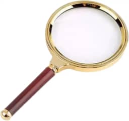 Lupa De Aumento De Luxo, Lente de Aumento 90mm, Zoom 8x, Para Leitura, Escolar, De Mão, Com Cabo Imita Madeira – Profissional