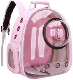 Mochila Bolsa para Pet Transparente Visão Panorâmica para Gato Ou Cachorro Para Passeios Ao Parque Ou Visitas Ao Veterinário Bolsa De Transporte Para Gatos Confortável E Leve (WG891 Rosa)