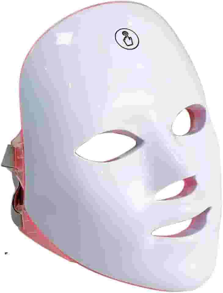 Máscara LED Facial 7 Cores, Fototerapia para Tratamento da Pele, 150 LEDs, Bivolt 80W, com Controle de Intensidade e Temporizador, Portátil