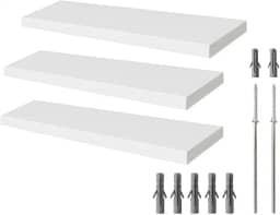 Kit Com 3 Prateleiras Flutuantes 100x20cm Branco, Suporte InvisíVel Para Sala, Quarto E EscritóRio, Prateleira Decorativa Moderna E FáCil De Instalar