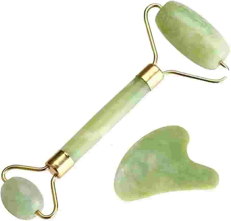 Rolos Rolinho Massageador Pedra Jade Rosto Facial Anti Rugas Cor:Verde