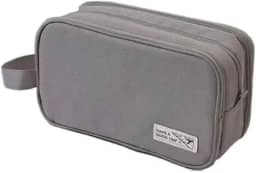 Necessaire Organizadora Unissex Impermeável Bolsa de Viagem Multiuso com 3 Divisórias para Higiene Pessoal, Cosméticos e Acessórios Compacta e Versátil Uso Diário Executiva (Cinza)