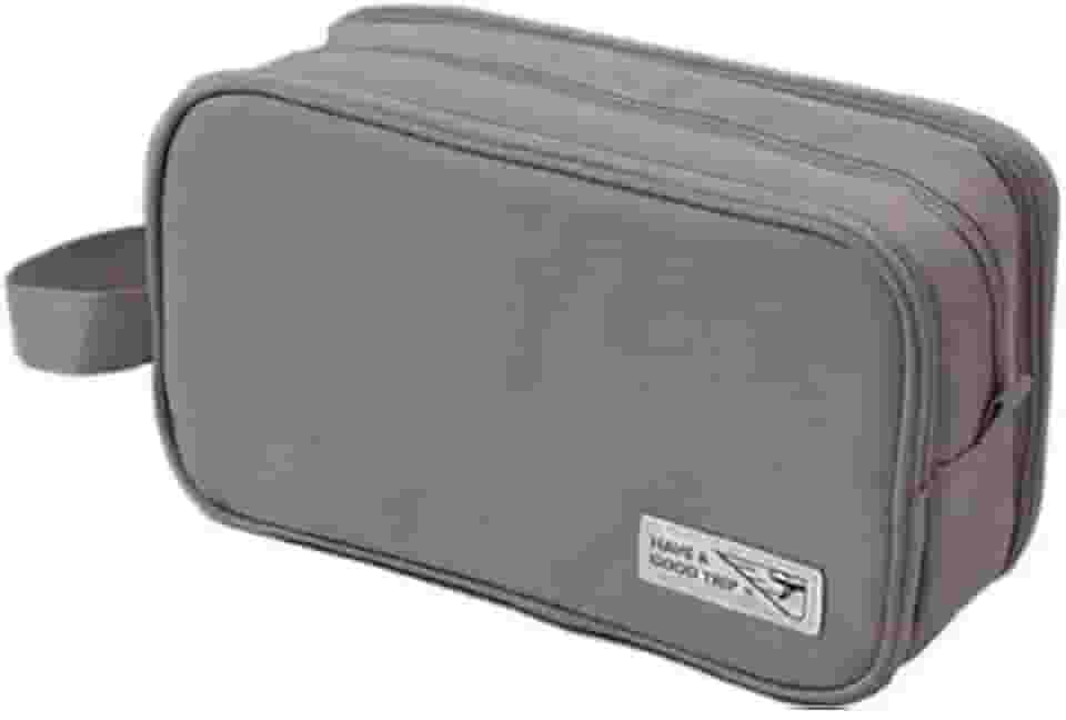 Necessaire Organizadora Unissex Impermeável Bolsa de Viagem Multiuso com 3 Divisórias para Higiene Pessoal, Cosméticos e Acessórios Compacta e Versátil Uso Diário Executiva (Cinza)