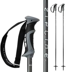 Bastões de esqui downhill composto grafite 16,0 Zipline Blurr – Leve, durável, Freeride All-Mountain, aderência ergonômica, ideal para esqui em todas as montanhas - Escolha do medalhista de ouro David