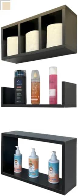 Nicho Mdf Para Banheiro Quarto Montado Só Instalar 3 Peças (Preto)