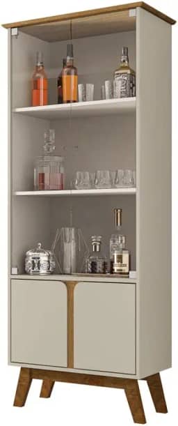 Cristaleira Madri Sala de Estar com Pés de Madeira Maciça