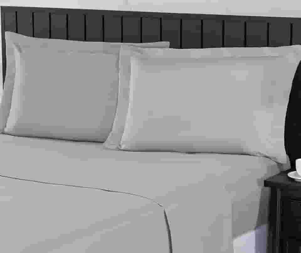 Jogo de Cama Casal 400 Fios Percal 04 Peças Com Lençol de Cima e Aba Americana, Antiácaro, Anti-pilling com Toque Macio - Cinza,Casal