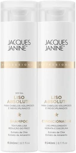 Kit Jacques Janine Liso Absoluto Shampoo e Condicionador Desembaraçante Anti Frizz Liso Prolongado 240ml