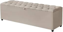 Báu Estofado alongado tamanho King em Suede Bege elegante e resistente 50x185x42