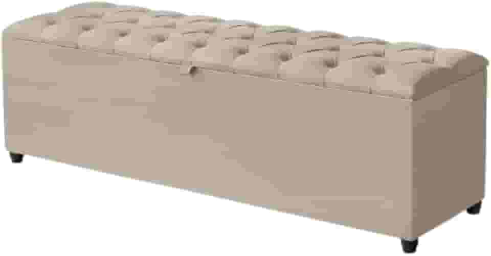 Báu Estofado alongado tamanho King em Suede Bege elegante e resistente 50x185x42