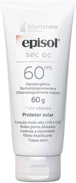 Protetor Solar Facial Episol Sec Oc Fps 60 - Sem Cor - 60ml - Para Peles Mistas a Oleosas - Acabamento Matte - Mantecorp