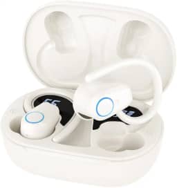 Fone de Ouvido, Bluetooth 5.4, IPX4 à Prova D'Água, Com Microfone Embutido. Design Esportivo e Ergonômico, Ideal Para Corridas, Atividades Físicas, Compatível com IPhone e Android, Anti Ruído (Branco)
