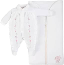 Saída Maternidade Menina Plush Bordado Joaninhas - Natural