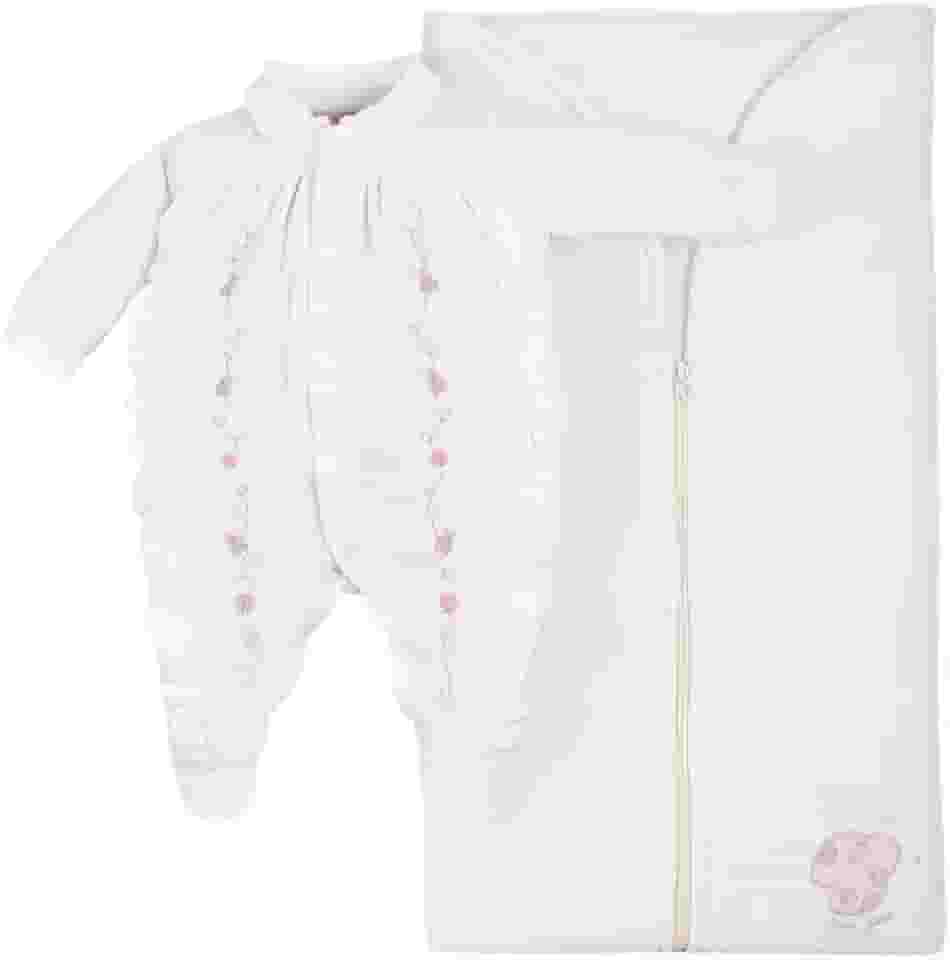 Saída Maternidade Menina Plush Bordado Joaninhas - Natural