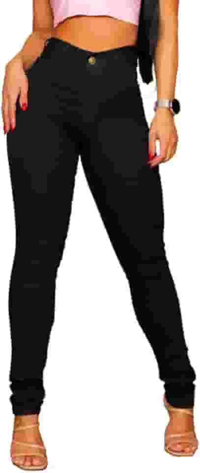 Calça Jeans Cintura Alta Feminina Modela Bumbum Com Elastano