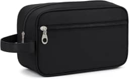 Kirk Necessaire Masculina Viagem (Bolsa de Toilette) Nylon Impermeável, Alça Lateral, 2 Compartimentos, Organizador de Higiene Executivo para Shampoo, Barba e Perfume (Preto)