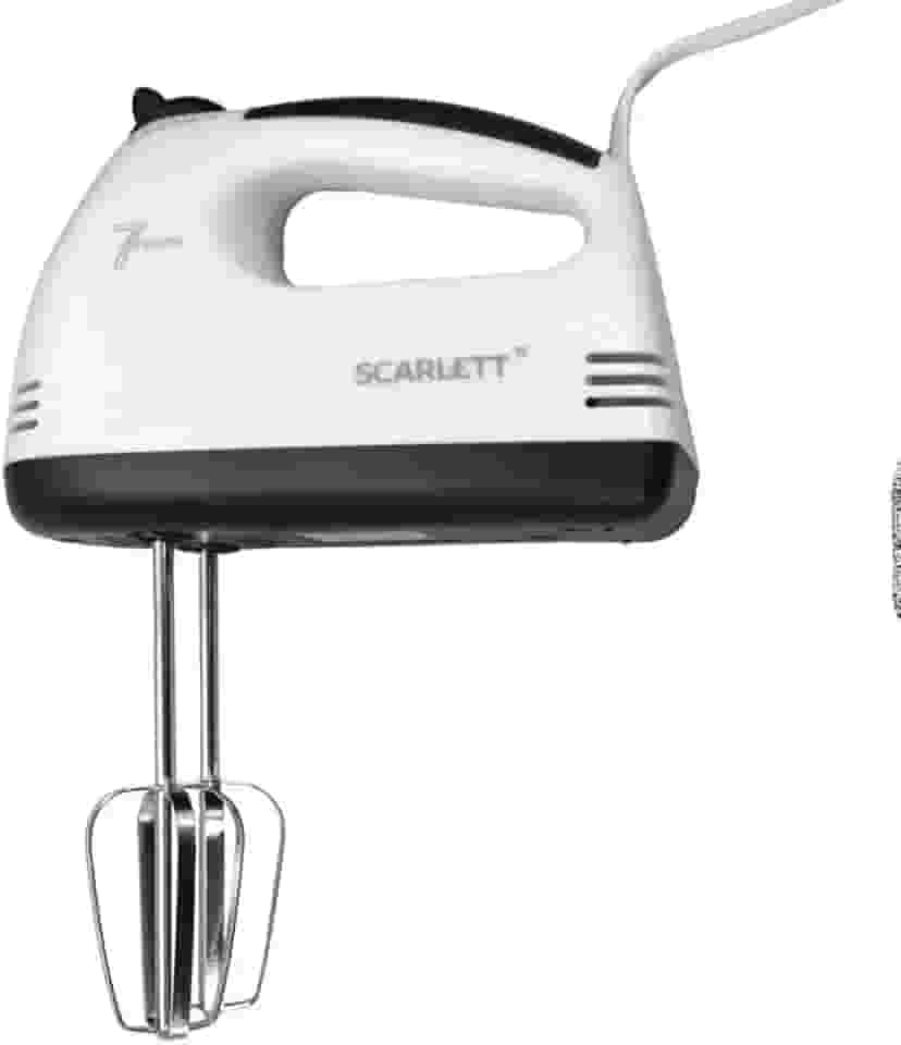 Mini Batedeira Portátil, 7 Velocidades, 260W, Branca, com Batedores de Aço Inox, 12x18cm, para Massas e Claras em Neve