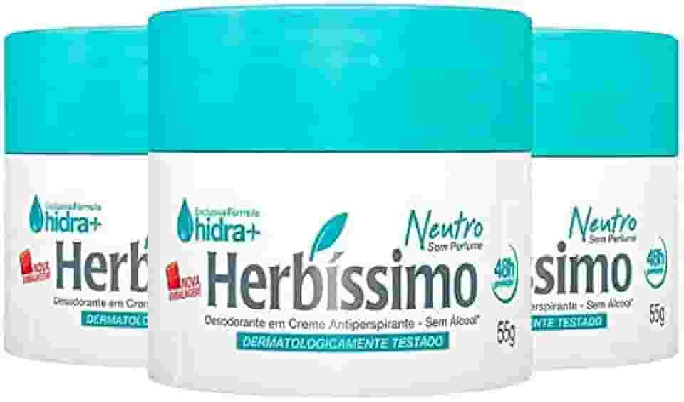 Kit Desodorante Creme Herbíssimo Neutro 55g - 3 Unidades
