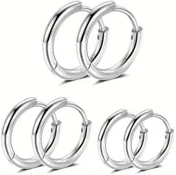 Kit trio de Brinco Argola de Aço e Inox Unissex - 3 PARES