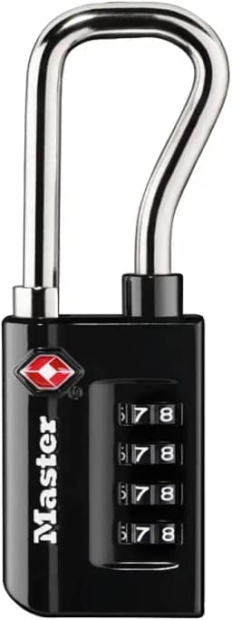 Master Lock Cadeado, defina sua própria combinação de cadeado de bagagem aceito pela TSA, 3,9 cm de largura, 4696D, preto