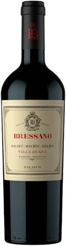 Vinho Tinto Argentino Malbec Bressano, Seco, 100% Malbec, Encorpado e Aromático, Amora e Chocolate, Valle de Uco – Mendoza, 18 Meses em Carvalho Francês, Ideal Para Carnes Grelhadas, 14,5% ABV, 750 ml