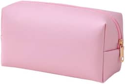 Necessaire Feminina de Couro PU Compacta – Estojo de Maquiagem, Viagem e Cosméticos (Rosa Candy)