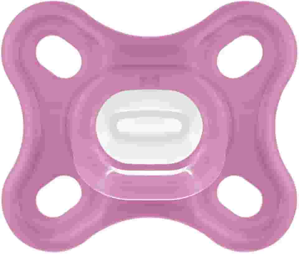 MAM Baby 1 Chupeta Comfort 100% Silicone para Crianças 0-2 Meses, Com Caixa Esterilizadora, Rosa