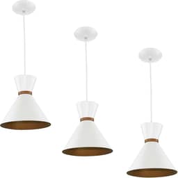 Kit 3 Pendentes Berlin 21cm Mesa Balcão Gourmet Branco/Cobre