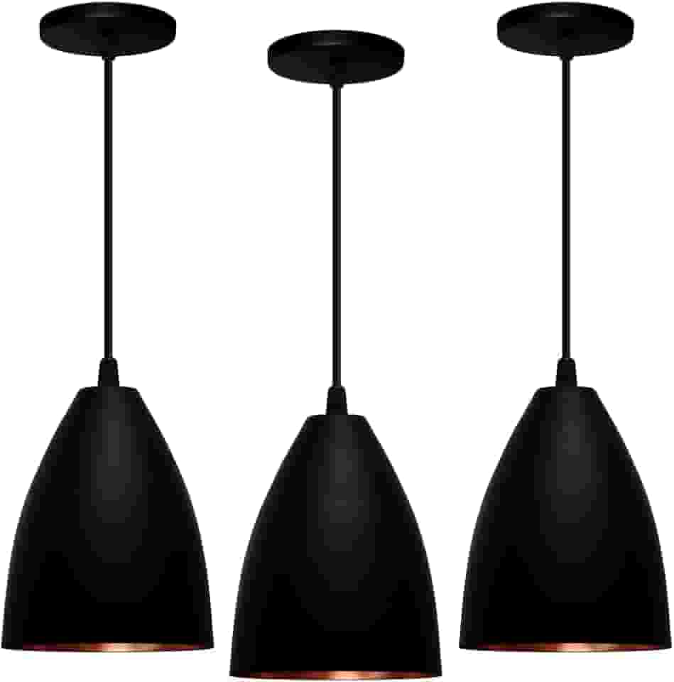 Kit 3 Pendentes Vegas (preto Textura/Bronze)