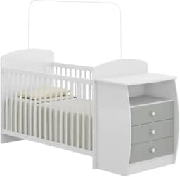 Berço Cômoda para Colchão 60 x 130 cm Rafael Multimóveis Fg0516 Branco/cinza