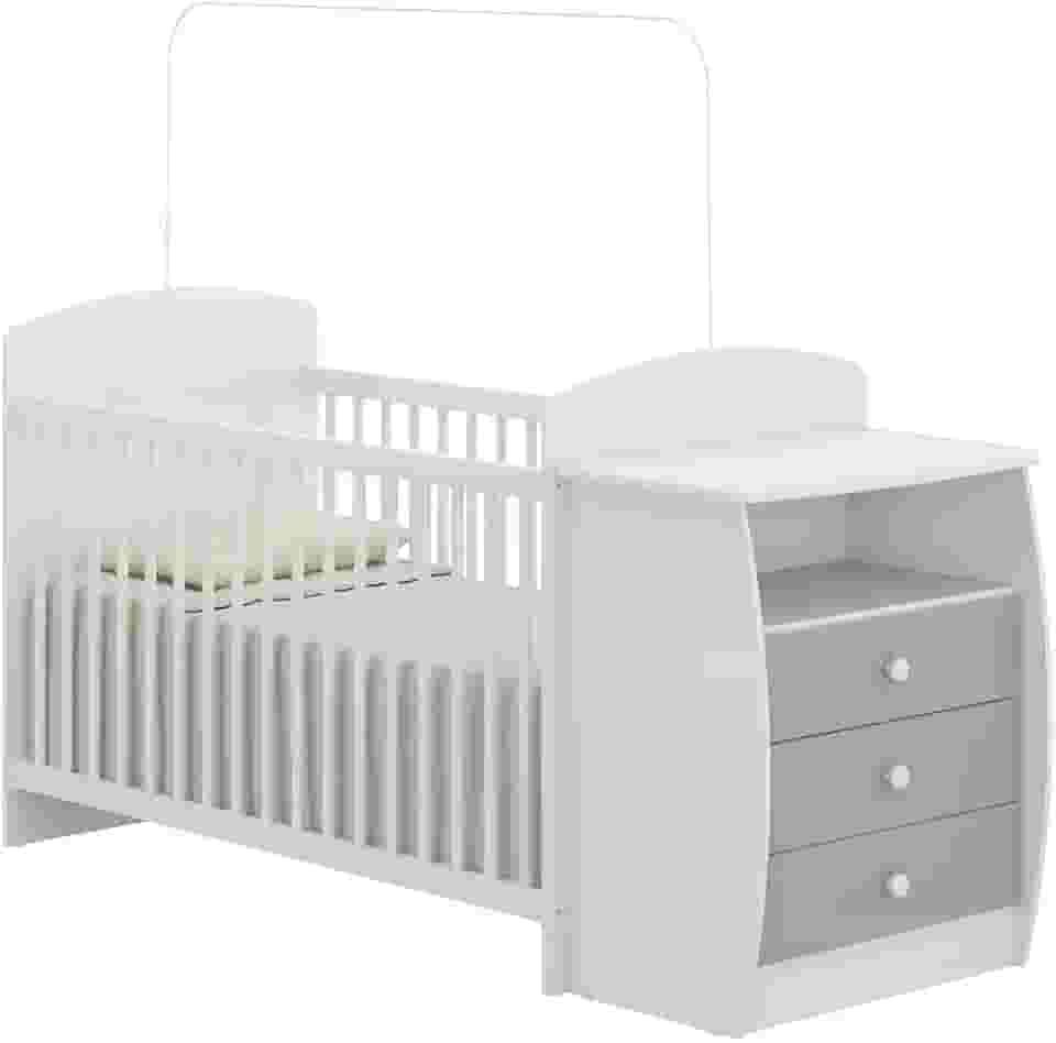 Berço Cômoda para Colchão 60 x 130 cm Rafael Multimóveis Fg0516 Branco/cinza