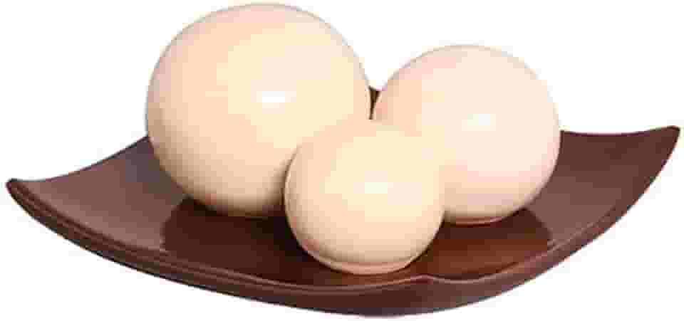 Centro de Mesa Prato 3 Esferas em Cerâmica Premium - Bege e Marrom