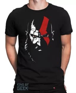 Camiseta Kratos God Of War Camisa Gamer Nerd Jogo Blusa Geek Tamanho:G;Cor:Preto