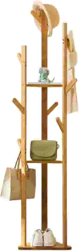 Mancebo Cabideiro Bambu Chão Arara Roupas Prateleira 165cm