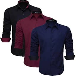 Kit 3 Camisa Masculina Slim Social Manga Longa Fácil de Passar 3K357
