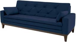 Sofá Linoforte Nature, 4 Lugares, Suede Veludo, Espuma D-33, Azul Petróleo, 2,08 Metros