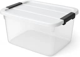 Kit 2 Caixas Organizadoras Transparente 15 L com Tampa e Travas Laterais Empilhável para Casa e Escritório (2)