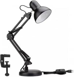 Luminária Mesa Articulada Tipo Pixar Preta - Ajustável 360° Garra Multifuncional Home Office Estudo