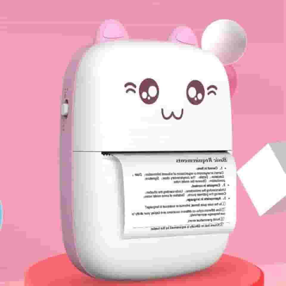 Mini Impressora Térmica Sem Fio Bluetooth Etiqueta Fotos Lembretes BT 200dpi (Rosa)