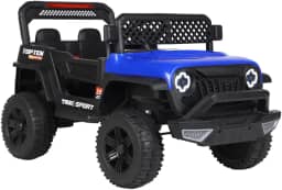 Bang Toys - Carrinho Elétrico Infantil Adventure 12V - com Luzes de LED, Sons, Entrada USB/MP3, Bluetooth, Controle Remoto - Suporta até 50kg - Cor Azul