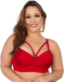 Soutien Strappy Reforçado Plus Size Sutiã Lingerie Renda Bojo Tamanho Especial