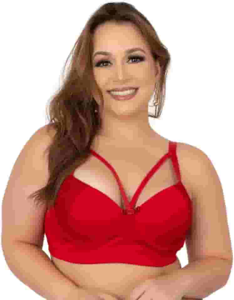 Soutien Strappy Reforçado Plus Size Sutiã Lingerie Renda Bojo Tamanho Especial