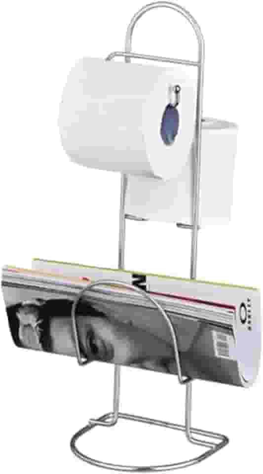 Porta Papel Higienico de Chão com Revisteiro Suporte para 2 Rolos Cromado