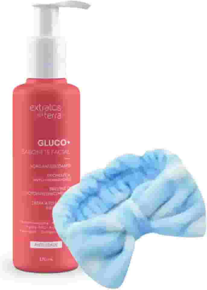 Sabonete Facial Gluco+ 130ml – Limpeza Profunda, Ação Antioxidante e Hidratação para Peles Sensíveis e Envelhecidas + Faixa de Cabelo Felpuda