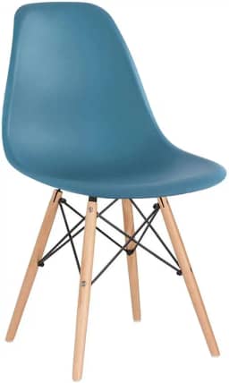 Loft7, Cadeira Charles Eames Eiffel Dsw Com Pés De Madeira Clara Versátil Assento Em Polipropileno Sala De Jantar Cozinha Escritório Bar E, Turquesa