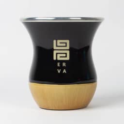 Cuia para Chimarrão Erva, Preto e Madeira, Design Moderno, Acabamento Premium