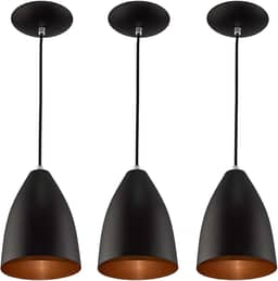 Kit 3 Pendentes Vegas Premium Gourmet Aluminio Preto/Cobre