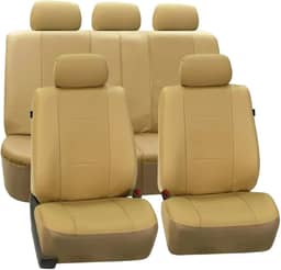 Jogo de Capa Banco Carro Universal em Couro Automotivo (Bege)